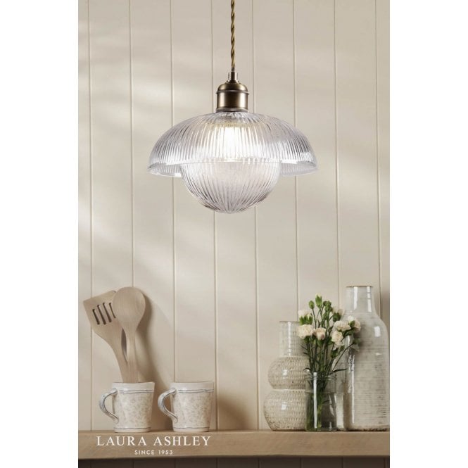 Laura Ashley Billham Single Ribbed Glass Pendant