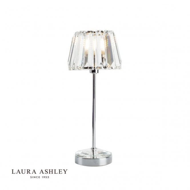 Laura Ashley Capri Table Polished Chrome with Crystal Glass Shade