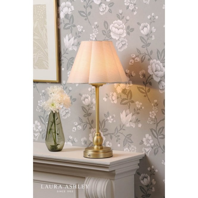 Laura Ashley Erin Rechargeable Antique Brass Table Lamp C/W Shade