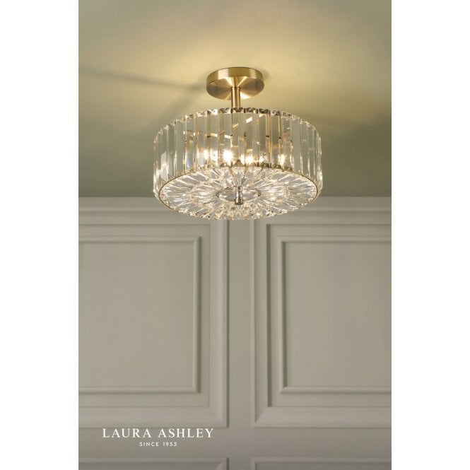 Laura Ashley Fernhurst Antique Brass Semi Flush Fitting