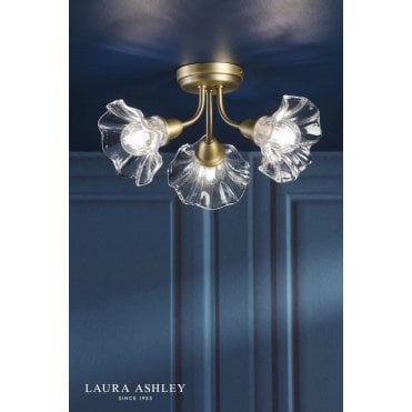 Kerswell 3 Light Antique Brass Semi Flush Fitting
