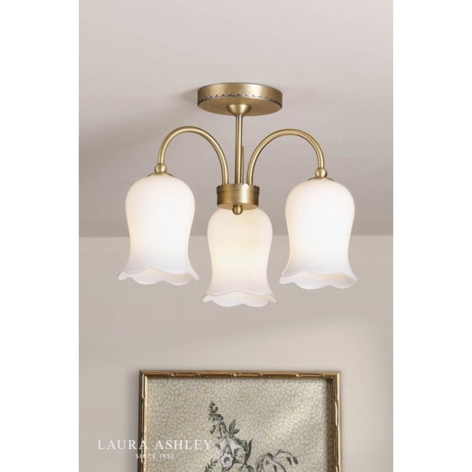 Laura Ashley Lidsell Antique Brass Semi Flush Fitting