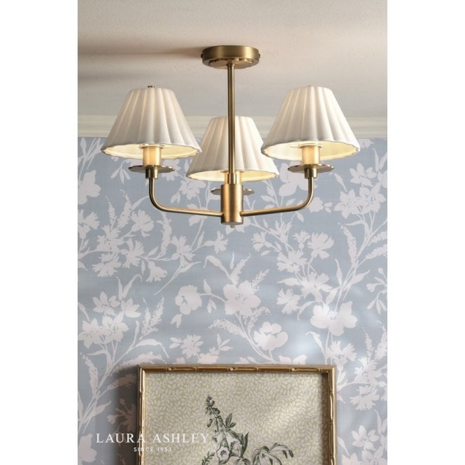 Laura Ashley Mixbury 3 Light Semi Flush Antique Brass
