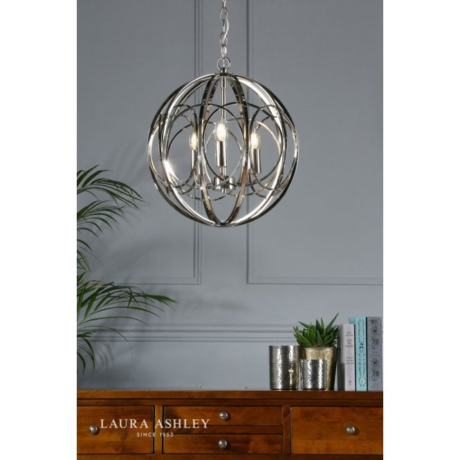 Laura Ashley Orbital 3 Light Polished Nickel Pendant