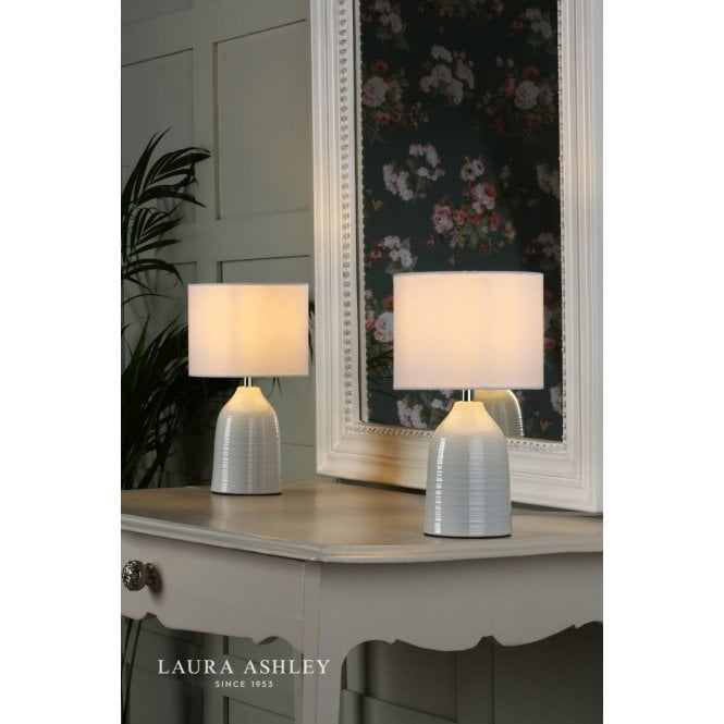 Laura Ashley Penny Twin Pack Cream Table Lamps C/W Shades
