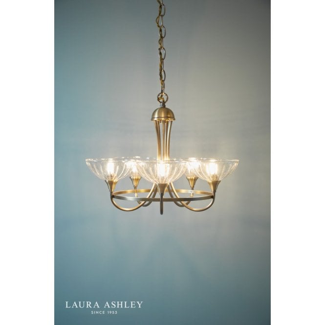 Laura Ashley Wellham 5 Light Antique Brass Pendant