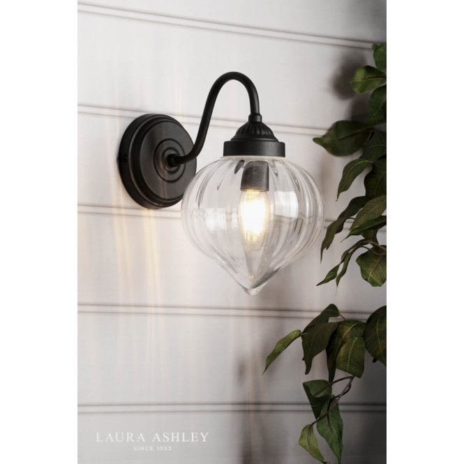 Laura Ashley Whitham Matt Black Bathroom Wall Light IP44