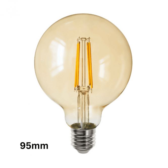 Magnalux 7W E27 Amber Glass Dimmable 95mm Globe
