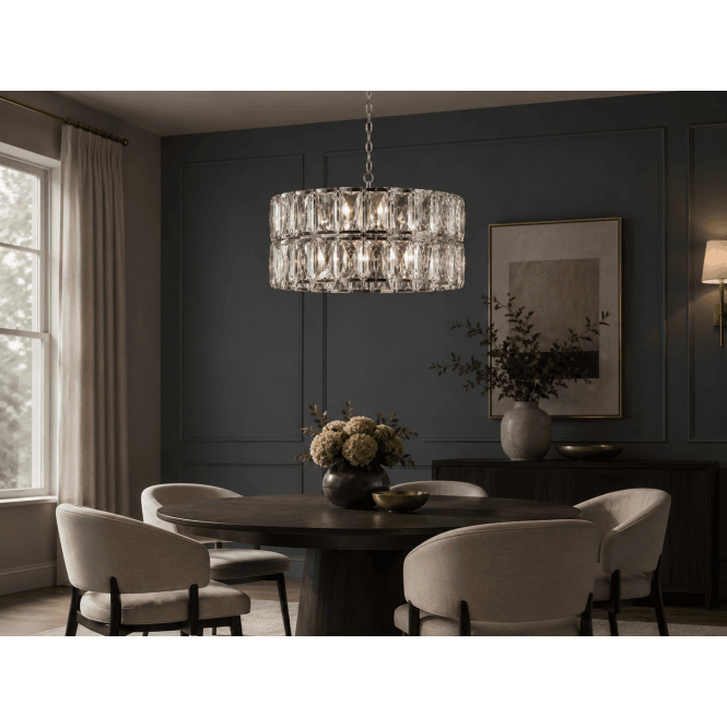 Magnalux Aurora 5 Light E14 Crystal Pendant Polished Chrome