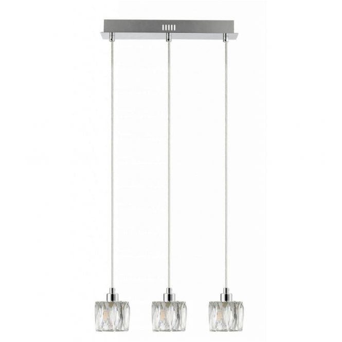 Magnalux Aurora Crystal 3 Light Polished Chrome Pendant Bar