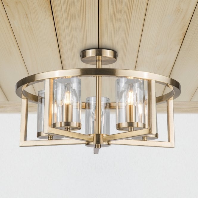 Magnalux Costello Antique Brass Semi Flush