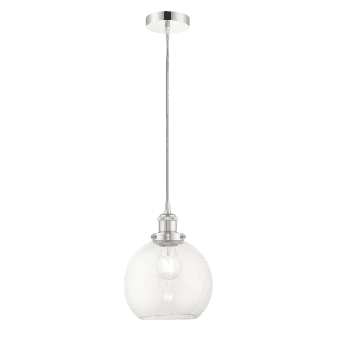 Magnalux Lewis Glass Ball Polished Chrome Pendant