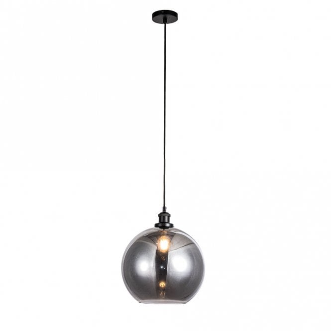 Magnalux Lewis Glass Globe Pendant in Matt Black