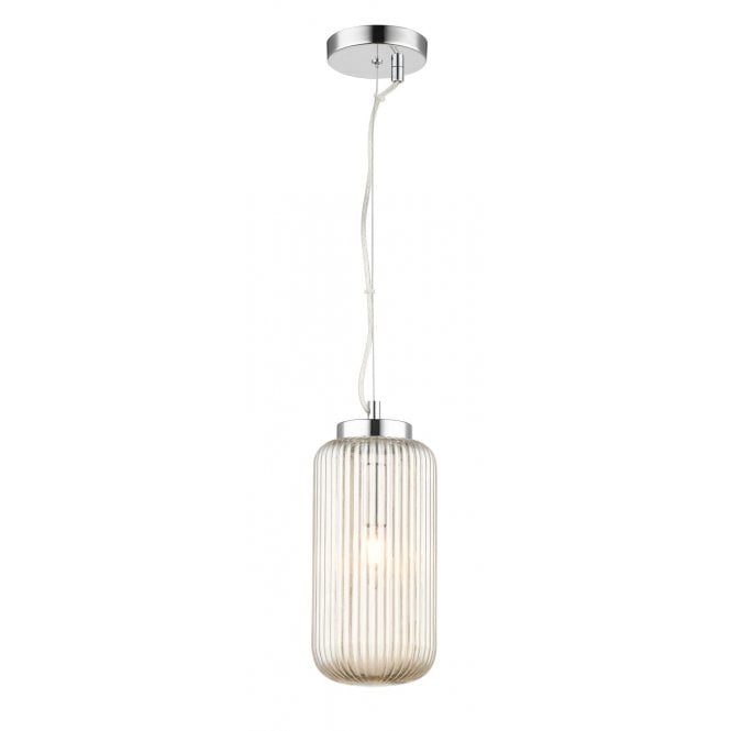 Magnalux Mason Amber Ribbed Glass Single Pendant