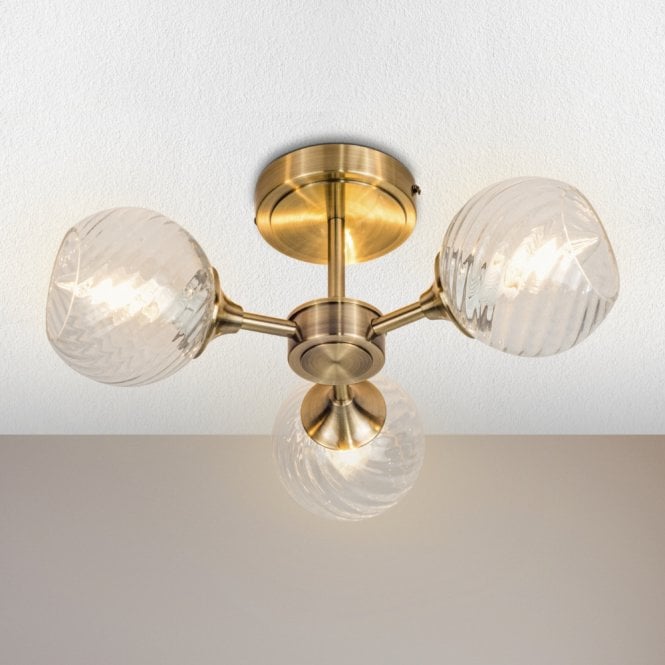 Magnalux Mona Antique Brass Semi Flush Fitting