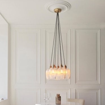 Mia Antique Brass 7 Light Cluster Pendant