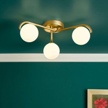 Orlena Satin Gold & Opal Glass Flush Fitting