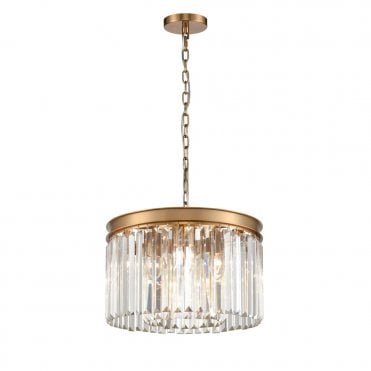 Perdita Brushed Brass Pendant with Crystal Drops