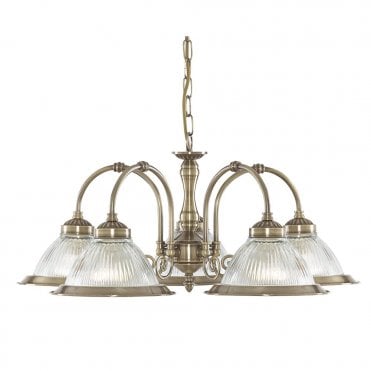 American Diner Ceiling Light Antique Brass Clear Glass