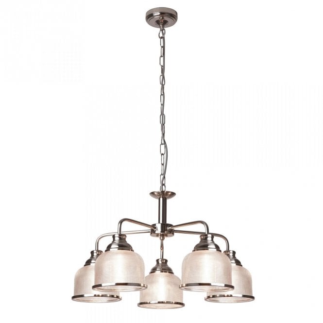 Searchlight Bistro II 5 Light Ceiling With Halophane Glass