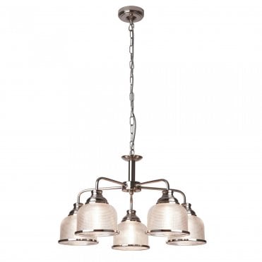 Bistro II 5 Light Ceiling With Halophane Glass