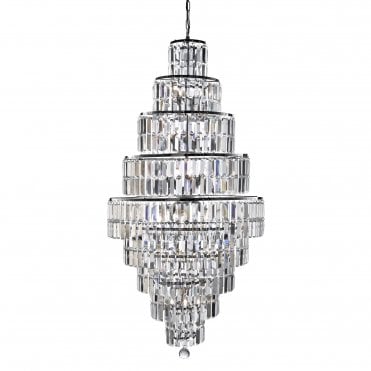 Empire 13 Light Tiered Chandelier Clear Crystal Coffin Drops