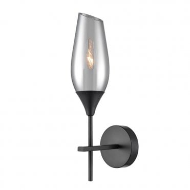 Taper Wall Light in Matt Black & Glass