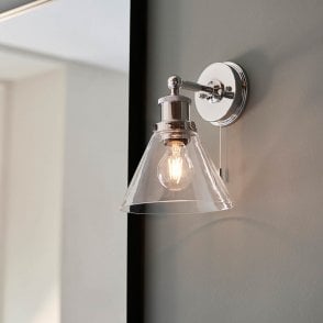 Toulon Chrome Wall Light IP44 with Clear Glass