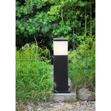 Virgilio Black Bollard with Opal Lens